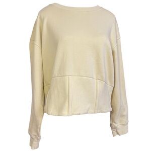 Sweatshirt Crewneck XXL Ribbed Pale Spring Yellow‎ Oversized Cropped